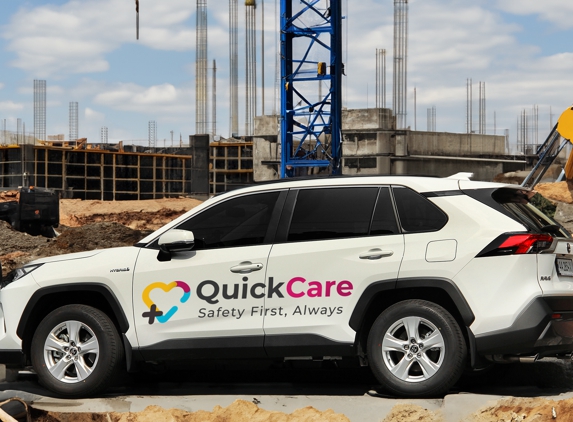 QuickCare Solutions - Vallejo, CA. QuickCare mobile unit providing on-site health services at a construction job site. Fast, reliable healthcare for workers in action.