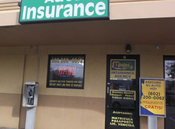 Arizona Unified Insurance Agency LLC - Phoenix, AZ. Store Front: We are on the Northeast corner of Broadway rd and Central Avenue. Facing Broadway Rd