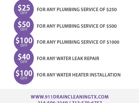 911 Drain Cleaning Dallas TX - Dallas, TX