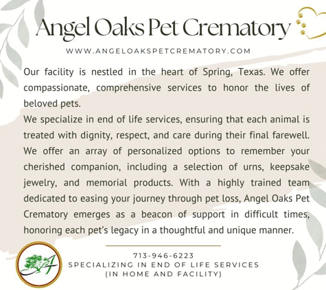 Angel Oaks Pet Crematory - Spring, TX