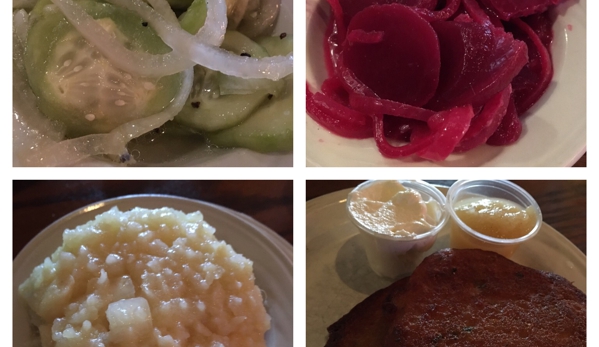 Metzger's German Restaurant - Ann Arbor, MI. Pick four sides  German cucumber salad, Bavarian beet salad, German potato salad and German potato pancakes