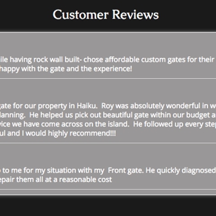 Affordable Custom Gates - Haiku, HI. REVIEWS