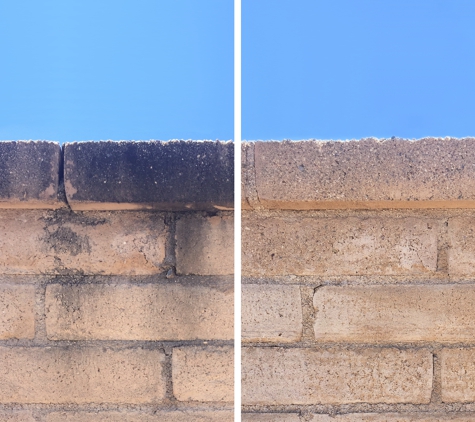 Tucson Brick cleaning. Black Algae Removal: Before and After