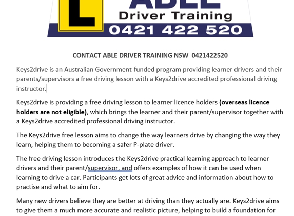 Able Driver Training NSW - Barbara Killen - New Plymouth, NSW