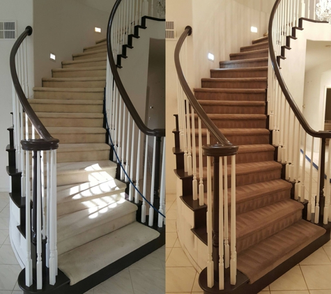Dyemasters Carpet Dyeing. Before/After Staircase Color Change