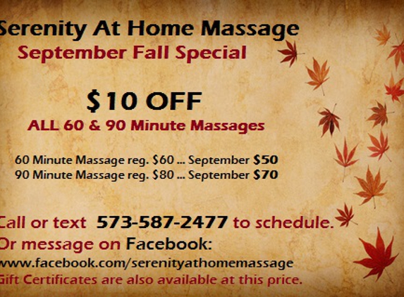 Serenity At Home Massage - Crystal City, MO