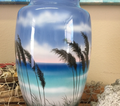 Cremation Services By The Sea - Lake Worth, FL. Sea Oats Hand Painted Urn