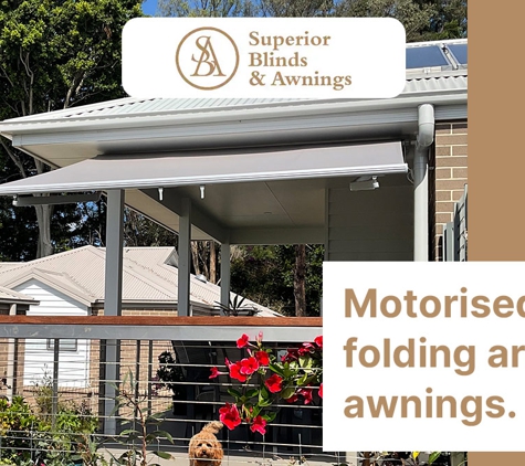 Superior Blinds & Awnings - Woonona, NSW. Motorised folding arm awnings.