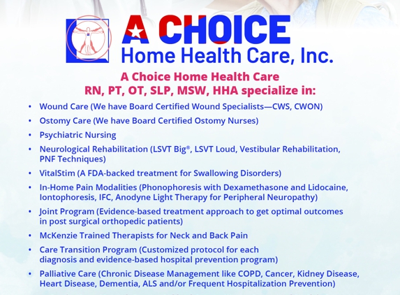 A Choice Home Health Care, Inc - Clinton Township, MI. In Home Therapy & Nursing Service