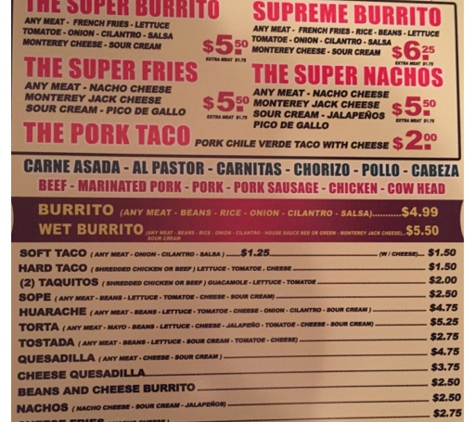 The T Tacos Home - Made Style - San Bernardino, CA. Menu part 3