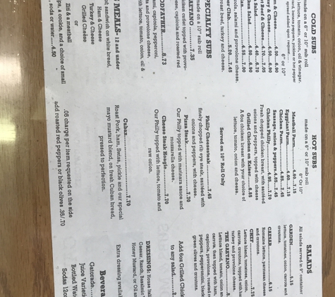 Gaetano's Subs - Dunnellon, FL. Current menu of June 7th 2018