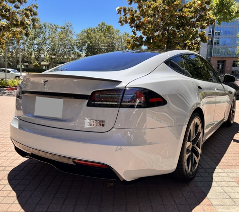 OC Customs - San Jose, CA. Black Tesla Model S wrapped in UPPF Nardo Grey Color PPF