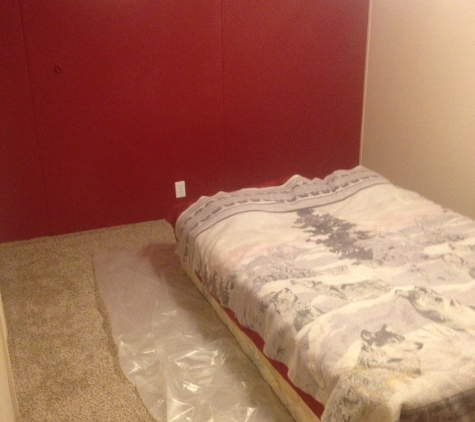 Brian Mack Construction - Smithville, TX. Bedroom patchwork. Paint. And carpet.