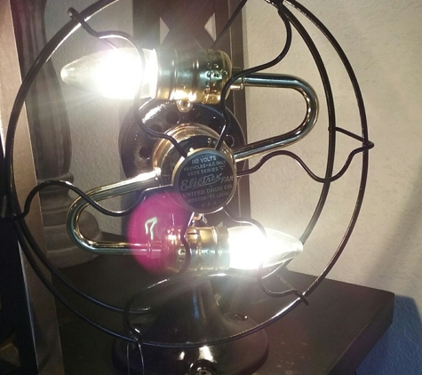 Miranda Style - North Miami, FL. Old fan recycled to a lamp, vintage piece 