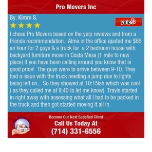 Pro Movers Inc. - Costa Mesa, CA