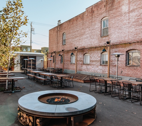 Brewsters Beer Garden - Petaluma, CA. Beer Garden, complete with fire pit, bocci ball court and live music stage!