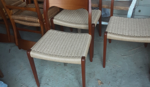 Lynne's Caning Shop - Santa Barbara, CA. Moller Danish chairs
Danish Cord Weaving,
cleaning of teak and reglued