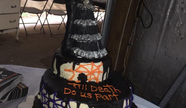 Sunshine's Catering, LLC - Lansing, MI. Halloween Wedding Cake by Sunshine