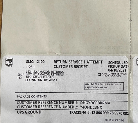 Amazon.Com - Lexington, KY. Proof that I returned the item BUT because UPS cut off one number THEY LOST THE PACKAGE and I’m being punished for their mistake WHY WH