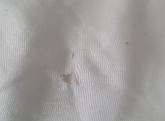 Baymont Inn & Suites - Columbus, OH. Cigarette burns in bed sheets.