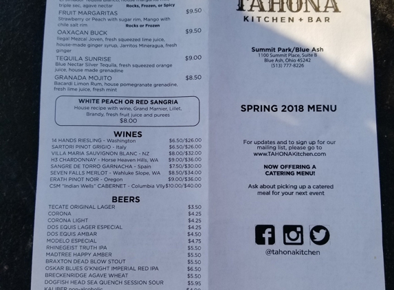 TAHONA Kitchen + Bar - Blue Ash, OH