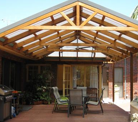 Modern Plastics & Pergolas - Carine, WA. Pitched Timber Patio