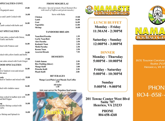 Namaste Indian Cuisine - Henrico, VA