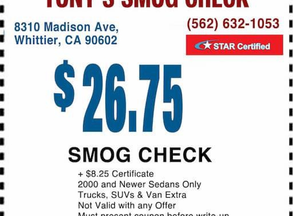 Tony's Smog Check - Whittier, CA