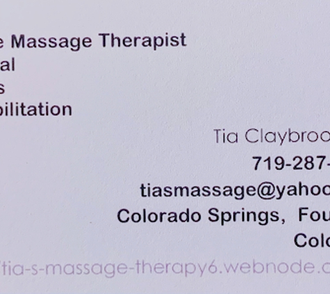 Tia's Massage Therapy - Colorado Springs, CO. Tia's Massage Therapy info