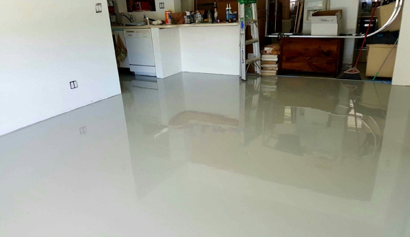Satin Finish Concrete, Terrazzo & Marble Restoration, Inc. - Fort Lauderdale, FL. This is the standard epoxy we got for $3.95 sq ft.
