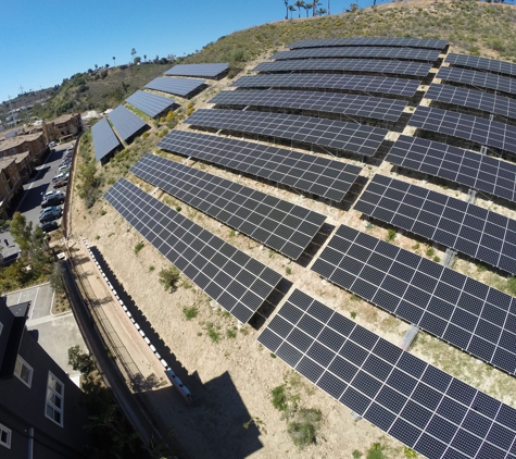 HES Solar - San Diego, CA. Commercial ground-mounted solar installation at Aquatera Apartments