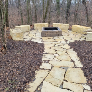 Earthworks Design, Inc - Silvis, IL. Natural Stone walk and fire pit