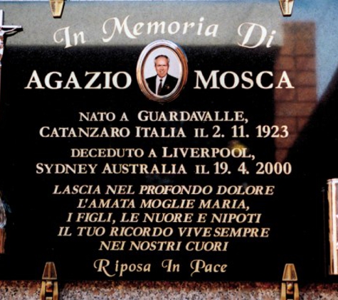 Dimarco Monuments Pty Ltd - Regents Park, NSW. Inscription Crypt