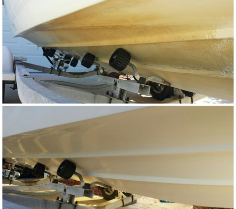 Elite Mobile Detailing - Statesboro, GA. check out this Boat bottom before and after!