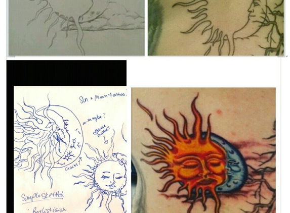 Redwave - Fresno, CA. They messed up my tattoo. Look at the flames. Supposed to be a woman! Look at the moon I drew and the one that permanently tattooed onto me.