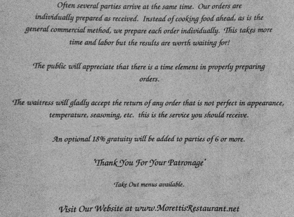 Moretti's Restaurant - Elmira, NY