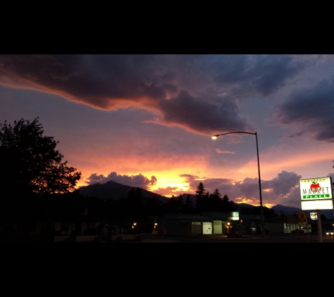 Hamilton's Marketplace Family Foods - Hamilton, MT. Sunset at the Market