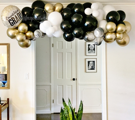 From Me 2 You Creations - Springdale, AR. Black, White, Gold Graduation Balloon Garland