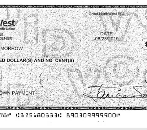 Dr Roof Inc - Long Beach, WA. Cashier's Check Presented in Person and Refused by Business