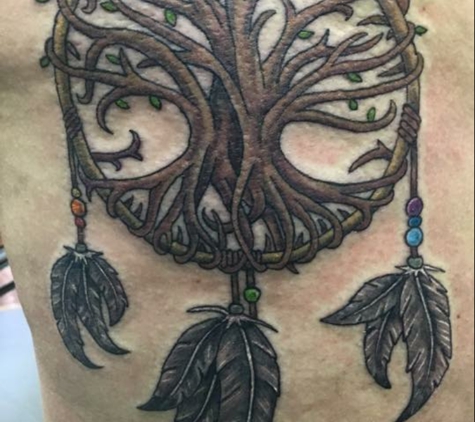 Skeleton Skin Tattoo - Mound House, NV. Tree dreamcatcher