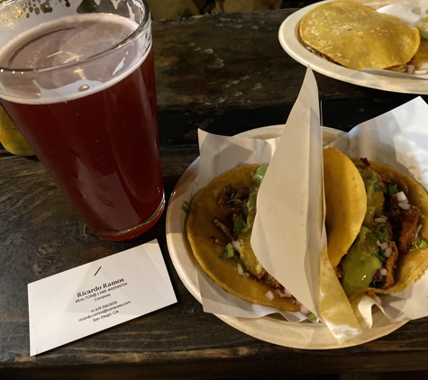 Tury's Tacos - San Diego, CA. al pastor tacos paired with a blood saison