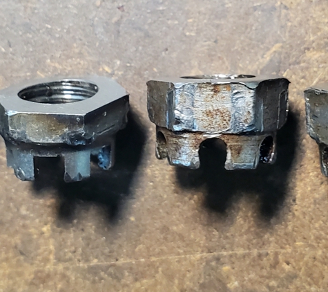 Dreamwerks Engines - Leicester, NC. Poorly ground connecting rod nuts from cylinders 2 and 3.