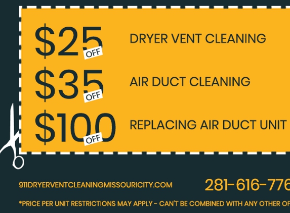 911 Dryer Vent Cleaning Missouri City TX - Missouri City, TX