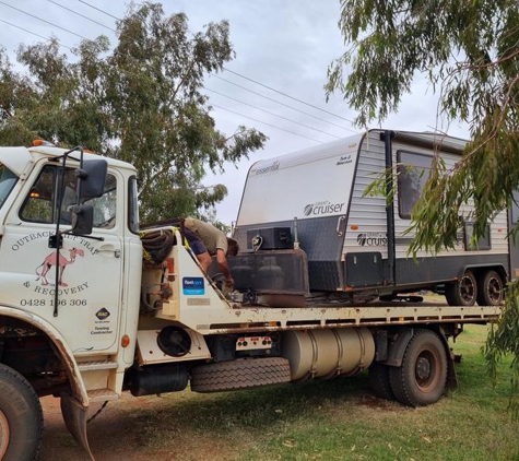 Outback Tilt Tray and Recovery Services - Laverton, WA. Our van on Andy's truck.