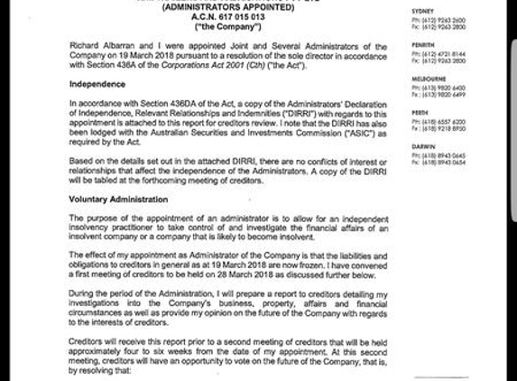 JBM Trailers and Fabrications Pty Ltd - Caboolture, QLD. Administration notice