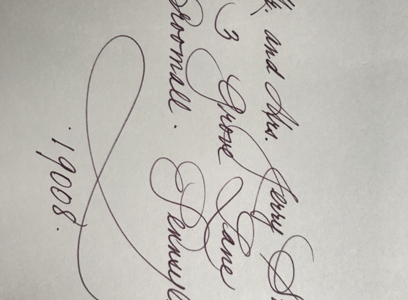 Calligraphy by Karen - Newtown, PA. sample Copperplate