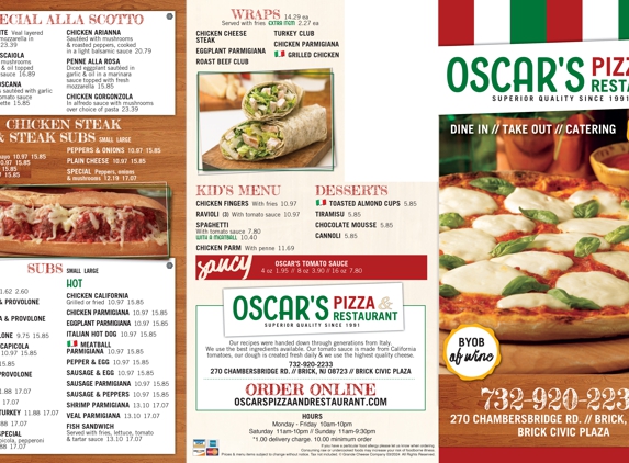 Oscar's Pizza & Restaurant - Brick, NJ