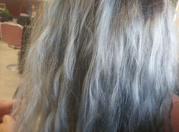Avance Beauty College - San Diego, CA. She asked for platinum blonde and this is what they did