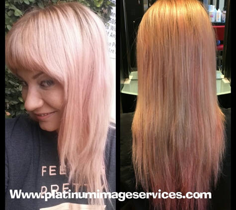 Platinum Image Services - Beverly Hills, CA. Pravana lunchtime lift, pink color hair, and hair extensions blond, Platinum Image Services, Los Angeles, California