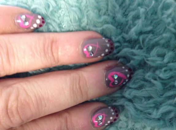 Luxury Nails - Oswego, IL. Valentine's nail art! I love the grey & pink! Nikki does the best work!